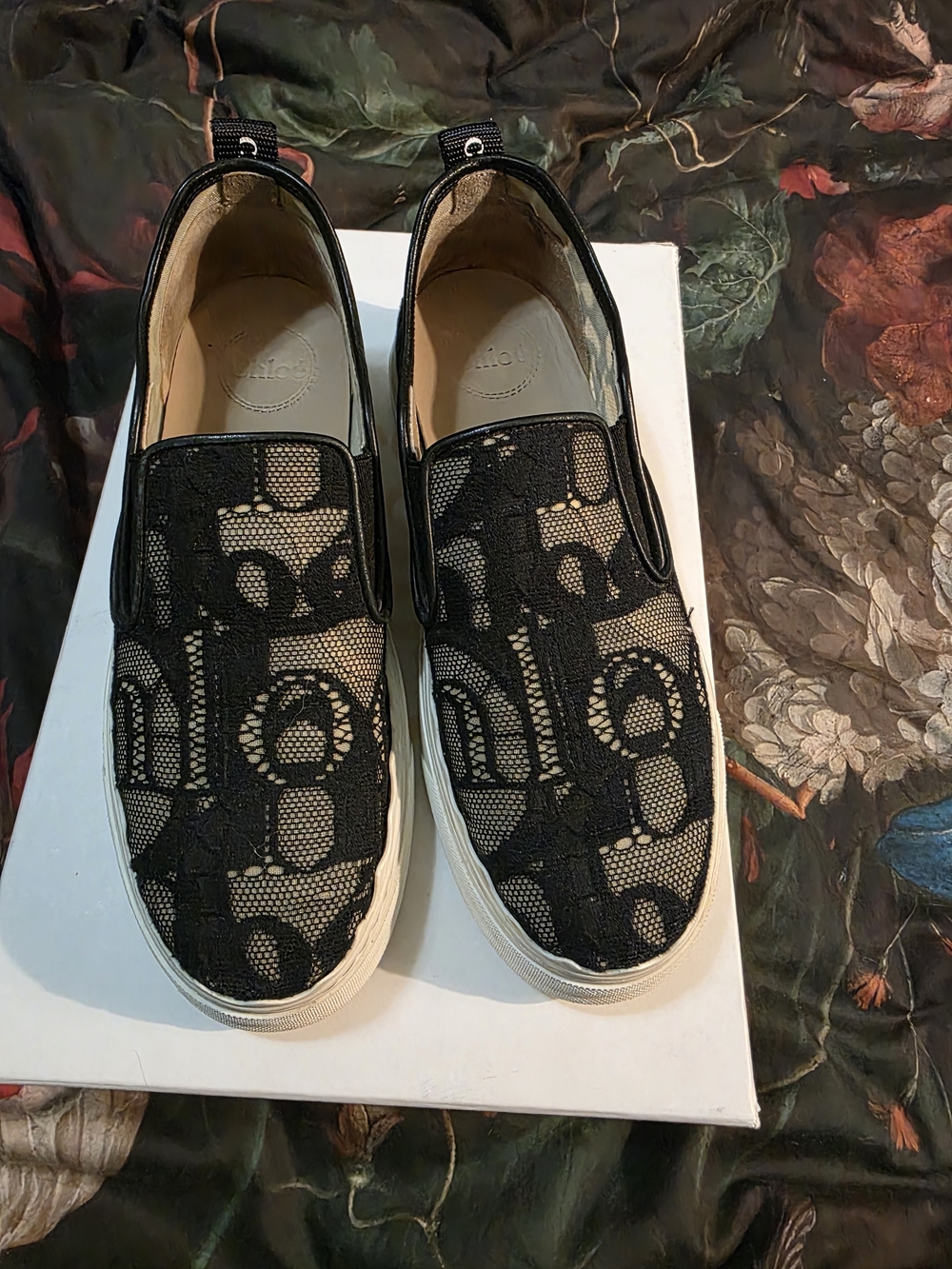 Chloe Black Lace Slip-On Platform Loafers - Women's Flats